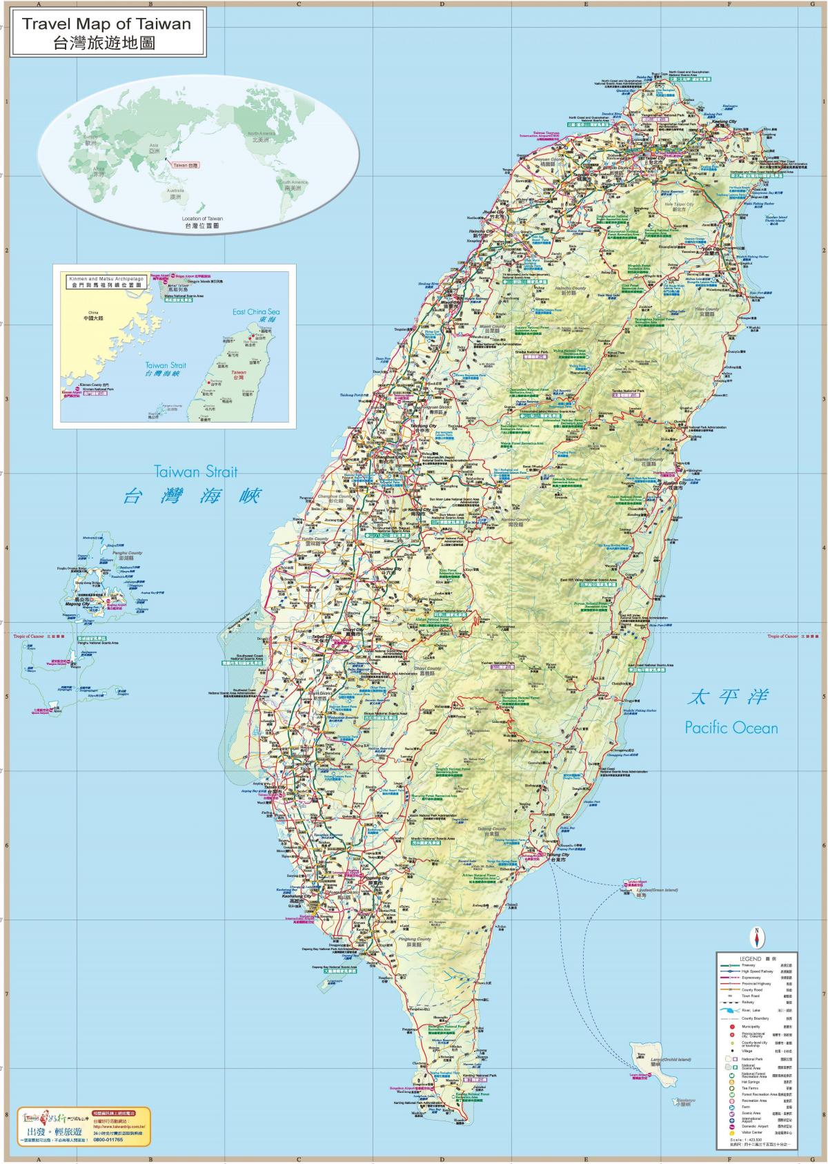 خريطة تايوان مناطق الجذب السياحي