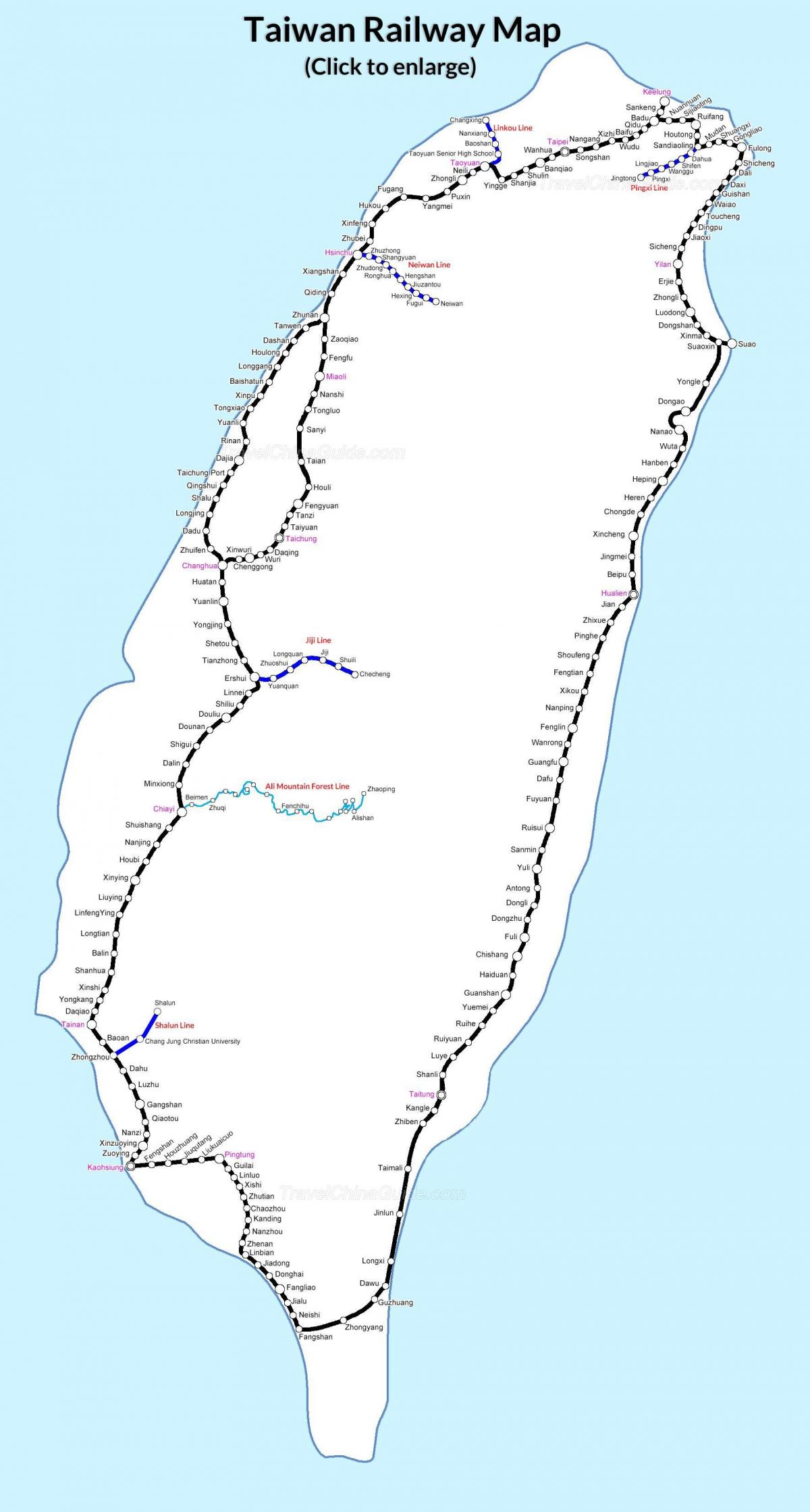 خريطة السكك الحديدية تايوان